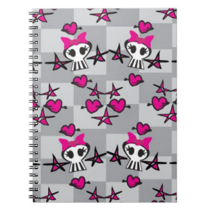 Emo Skulls Pattern Spiral Notebook