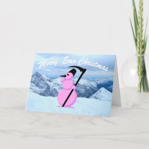 EMO Snowman By A Cliff Greeting Card