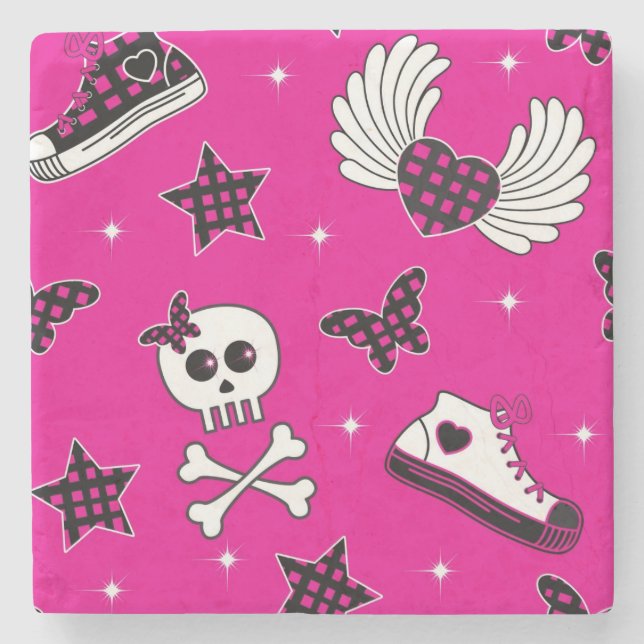 Emo Symbols Stone Coaster (Front)