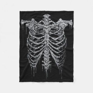 Emo Y2k Grunge Aesthetic Rib Cage Gothic Halloween Fleece Blanket