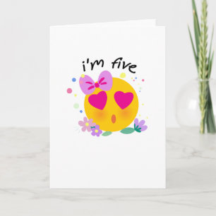 Emoji 5th Birthday Kids for Girls Funny Party Card