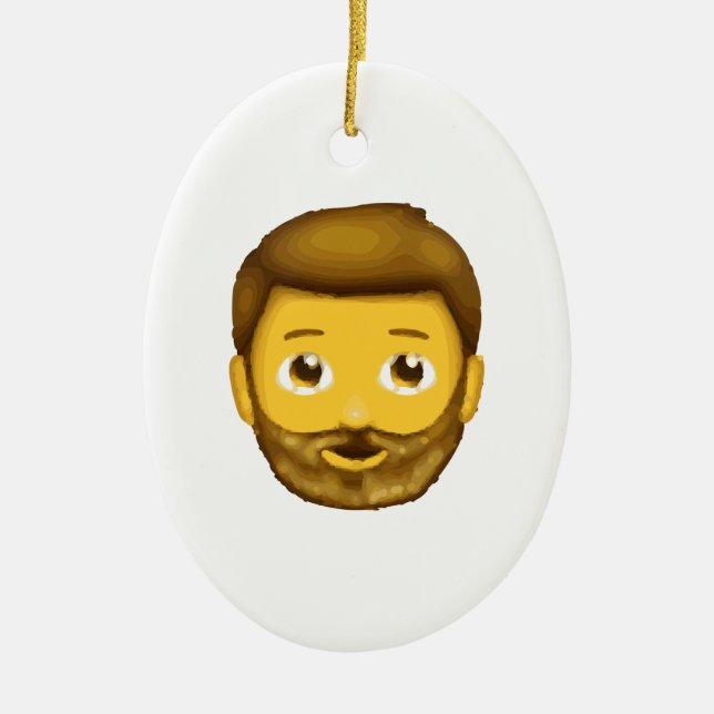 emoji bearded man ceramic tree decoration (Front)