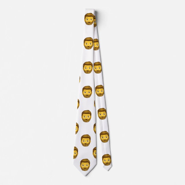 emoji bearded man menswear mens necktie neck tie (Front)
