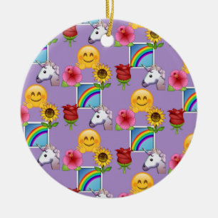 Emoji Beauty Purple Pattern Ceramic Tree Decoration
