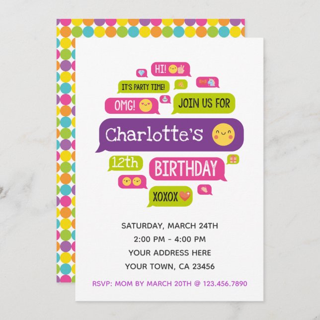 Emoji Birthday Invitation (Front/Back)