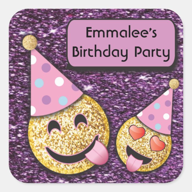 Emoji Birthday Party Stickers (Front)