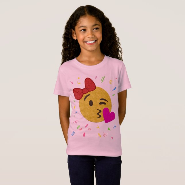 Emoji Birthday Shirt - Girl Heart Kiss (Front Full)