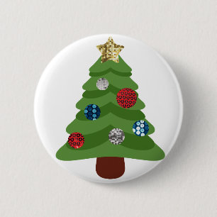emoji christmas tree 6 cm round badge
