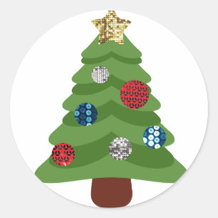 emoji christmas tree classic round sticker