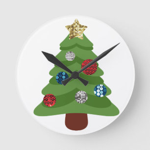 emoji christmas tree round clock