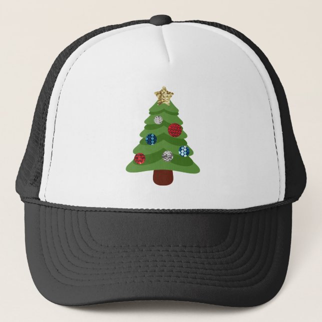 emoji christmas tree trucker hat (Front)