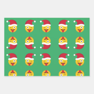 Emoji Christmas  Wrapping Paper Sheet