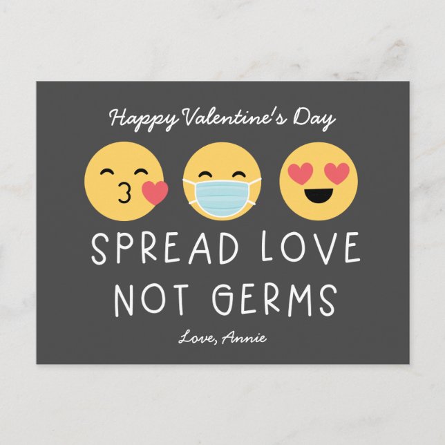 Emoji Classroom Valentine - Grey Postcard (Front)