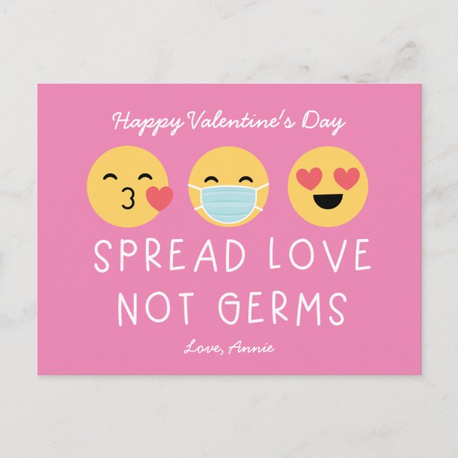 Emoji Classroom Valentine - Pink Postcard (Front)