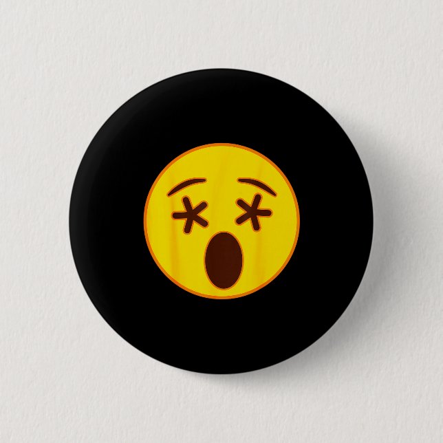 Emoji Crossed Out Eyes Yellow Smile Face  6 Cm Round Badge (Front)