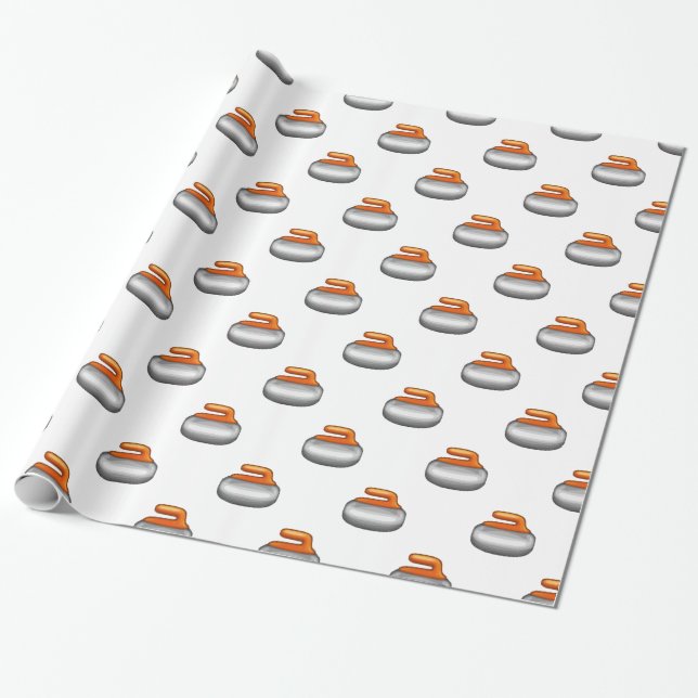 Emoji Curling Stone Wrapping Paper (Unrolled)
