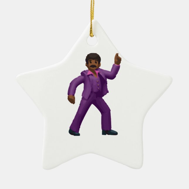 Emoji Dancing Man Ceramic Tree Decoration (Front)