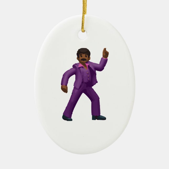 Emoji Dancing Man Ceramic Tree Decoration (Front)