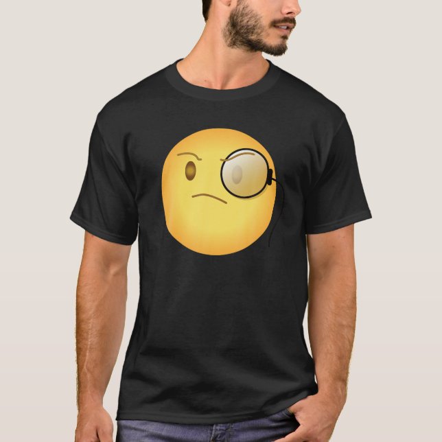 Emoji Emoticon Face Emotion Icon Arrogant Monocle  T-Shirt (Front)