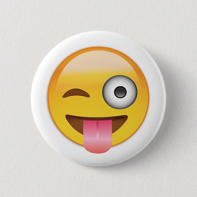 Emoji - Face With Tongue 6 Cm Round Badge (Front)