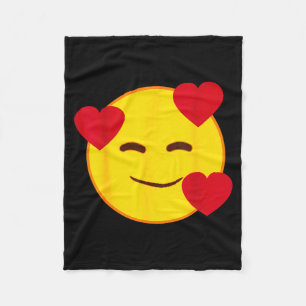 Emoji Floating Hearts Yellow Smile Face  Fleece Blanket