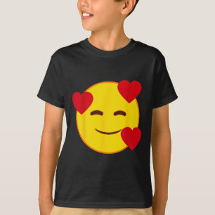 Emoji Floating Hearts Yellow Smile Face T-Shirt