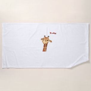 emoji frowning angry giraffe face beach towel