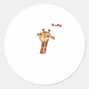 emoji frowning angry giraffe face classic round sticker
