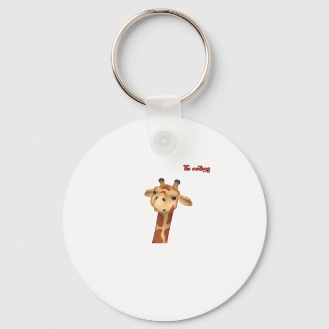 emoji frowning angry giraffe face  key ring (Front)