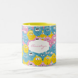 Emoji Fun Design Pattern Two-Tone Coffee Mug