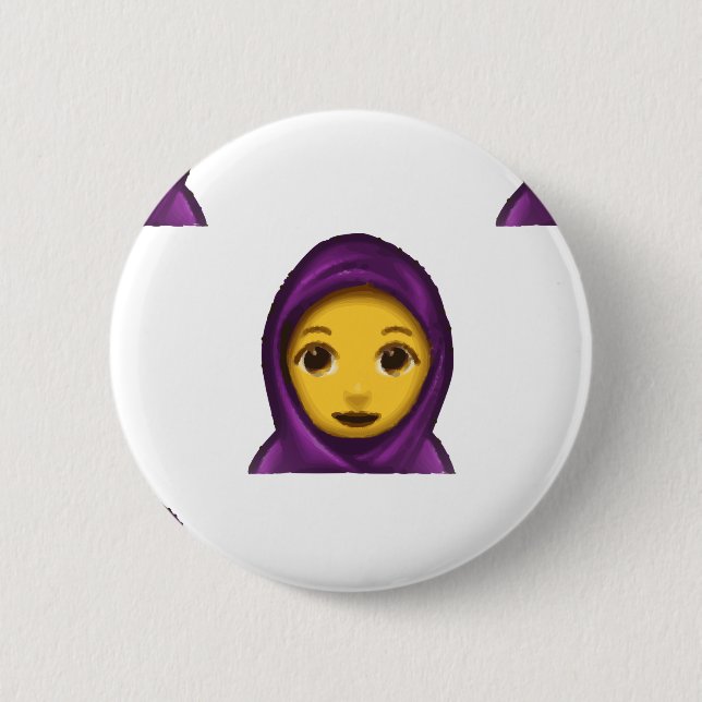 emoji hajib 6 cm round badge (Front)