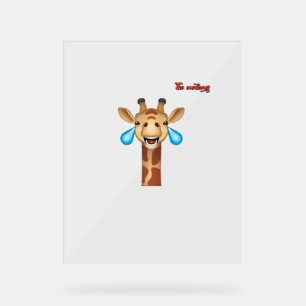 emoji happy crying giraffe face   acrylic sign