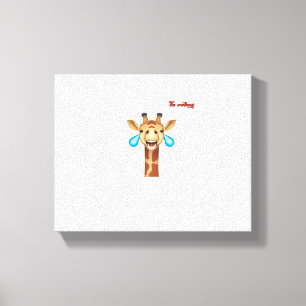emoji happy crying giraffe face   canvas print