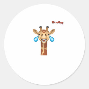 emoji happy crying giraffe face classic round sticker