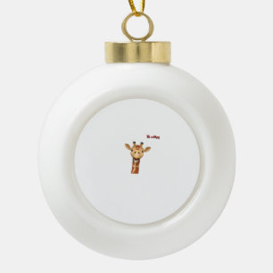 emoji happy enthusiastic giraffe face  ceramic ball christmas ornament