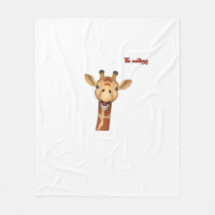 emoji happy enthusiastic giraffe face  fleece blanket