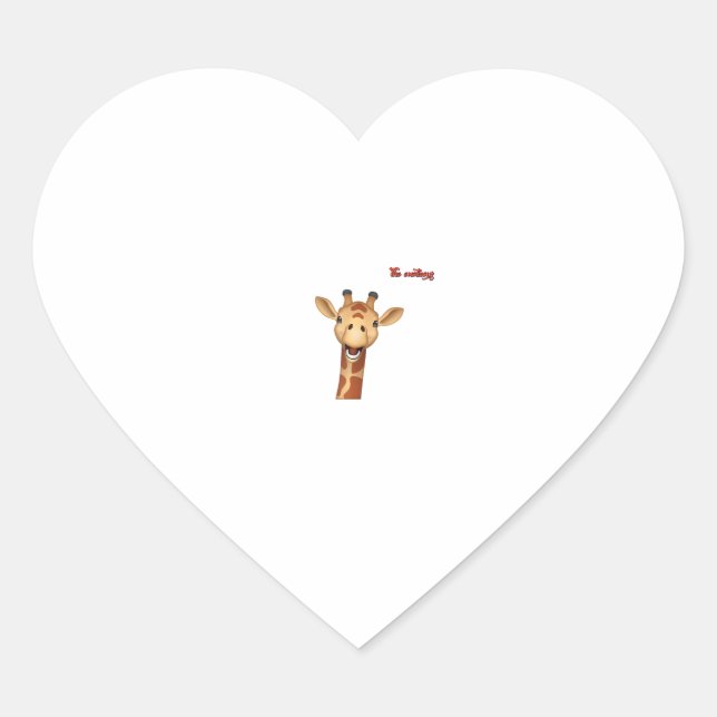 emoji happy enthusiastic giraffe face  heart sticker (Front)