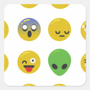 Emoji happy face square sticker