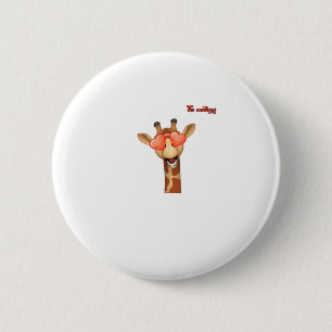 emoji happy love eyes giraffe face 6 cm round badge
