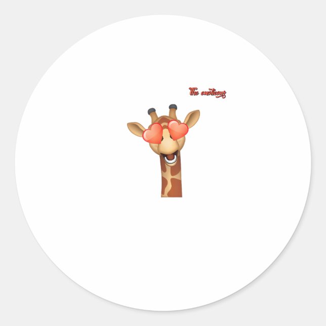 emoji happy love eyes giraffe face  classic round sticker (Front)