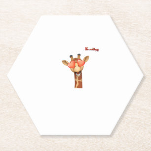 emoji happy love eyes giraffe face paper coaster