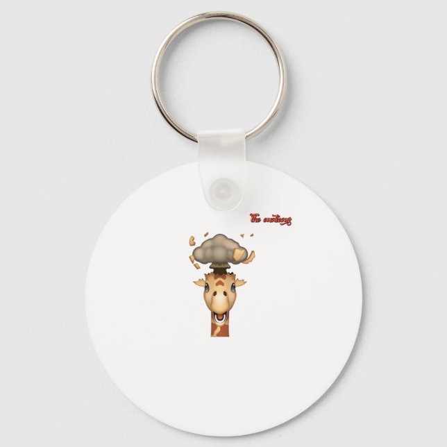 emoji head exploding giraffe face   key ring (Front)