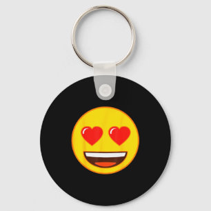Emoji Heart Eyes Yellow Smile Face Key Ring