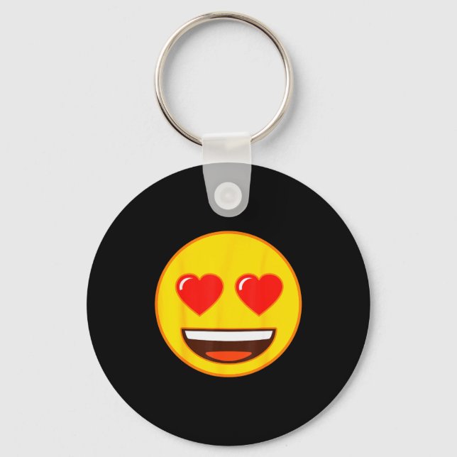 Emoji Heart Eyes Yellow Smile Face  Key Ring (Front)