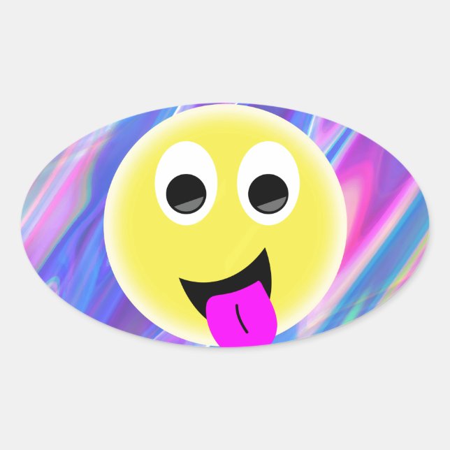 emoji hologram oval sticker (Front)