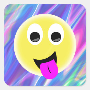 emoji hologram square sticker
