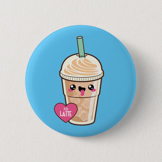 Emoji Iced Latte 6 Cm Round Badge (Front)
