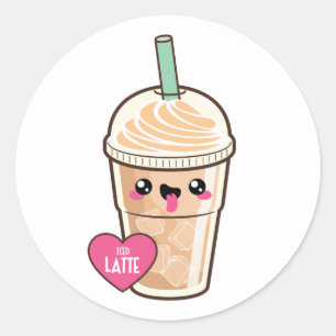 Emoji Iced Latte Classic Round Sticker