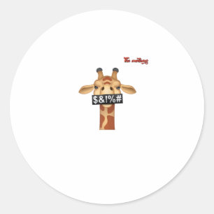 emoji insulting angry giraffe face classic round sticker