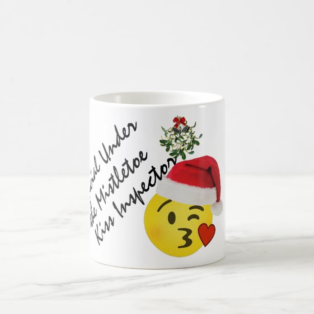 emoji kiss official under mistletoe kiss inspector coffee mug (Center)